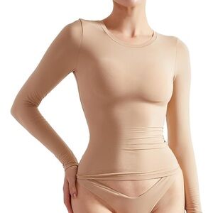 Nude lined Long Sleeve Bodysuit